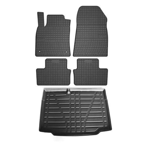 Fußmatten Kofferraumwanne Set kompatibel mit Nissan Note E12 2012-2016 Schwarz