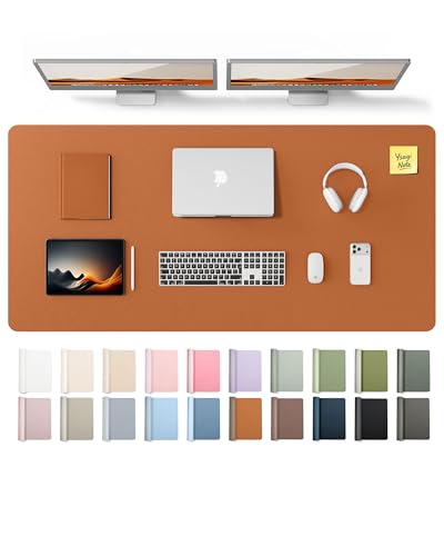 Image of YSAGi Leather Desk Pad Protector, Office Desk Mat, Large Mouse Pad, Non-Slip PU Leather Desk Blotter, Laptop Desk Pad, Waterproof Desk Writing Pad for Office and Home (Brown,55 inch x 24 inch)