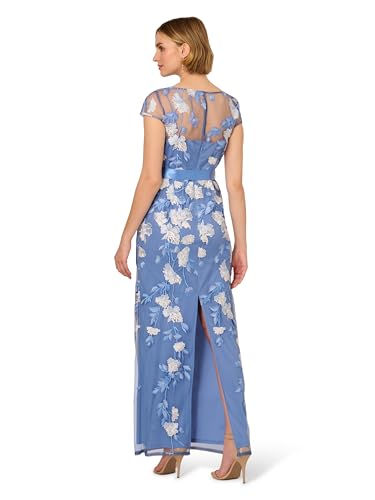 Image of Adrianna Papell Cascading Floral Embroidered Long Column Gown