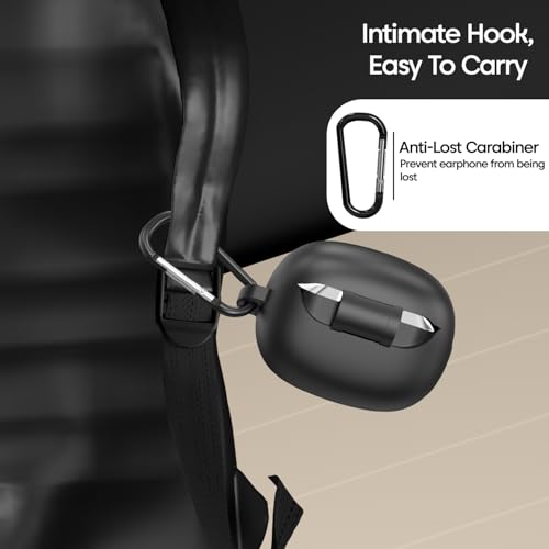 Image of Sounce Soft Silicone Protective Case Cover, Boat Airdopes Plus 311 (2025 Launch) Shockproof, Scratch-Resistant, Dustproof Earbuds Case with Keychain Clip, Easy Portability, (Black)