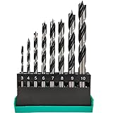Hymnorq Brad Point Wood Drill Bits 8PC Set, Metric Size 3mm-10mm by 1mm in Index Case, High-Carbon Steel, Perfect for DIY Woodworking Carving Engraving Drilling