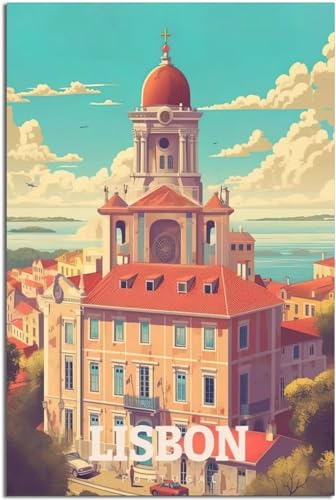 Póster vintage de Portugal para decorar el salón con un lienzo de Lisboa de 50x75cm sin marco