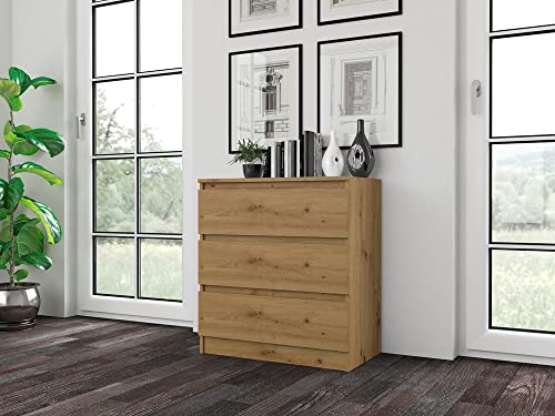 Commode M3 Artisan Topeshop avec 3 tiroirs de rangement pour chambre