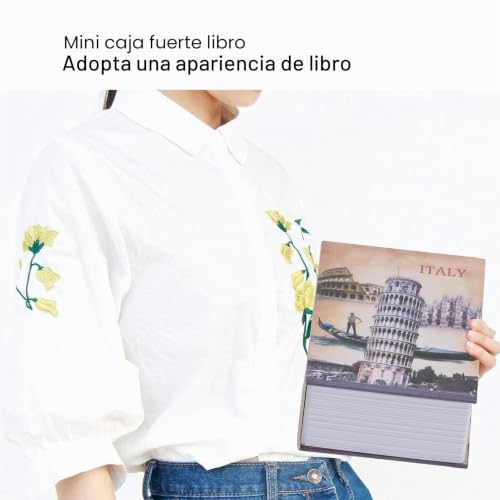Miniatura 8 de Tissting Caja Fuerte Libro Con Combinación, 18 X 12 X 5,5 Cm Caja De Seguridad De Libro De Italia Torre Inclinada Secretos Caja De Almacenamiento Con Cerradura Para Efectivo Joyería