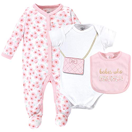 Image of Little Treasure Unisex Baby Sleep and Play, Bodysuit and Bib, Brunch, 3-6 Months