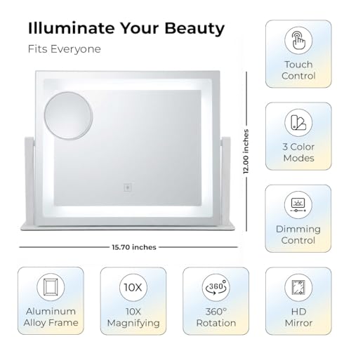 Espejo Vanity para Maquillaje con Luz LED y 10X Magnificación miniatura 5