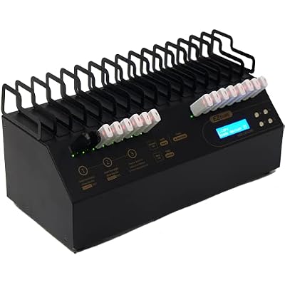 Acumen Disc EZ Dupe 1 to 15 USB Duplicator - Multiple Flash Memory Storage Pen Thumb Drives Copier & External Hard Drive Clone with Sanitizer (DOD Compliant) System - 45mb per Second (USB Cyclone)