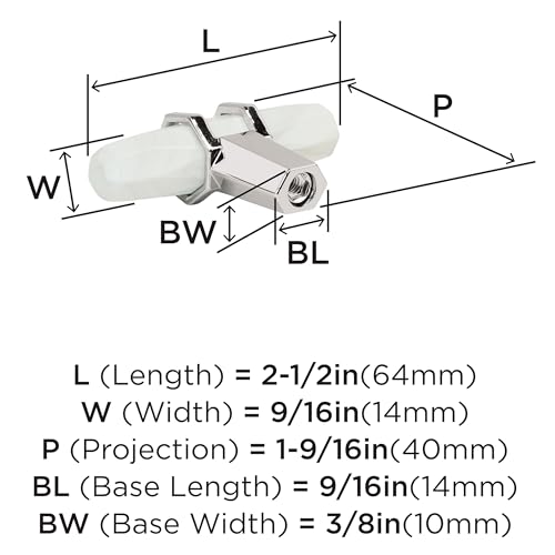 Image of Amerock 2-1 /2 inch Bar Carrione Marble White /Polished Chrome Cabinet Knob | Durable Zinc drawer knob and cabinet hardware, ideal for kitchen cabinets, bathroom vanities, dressers, and furniture