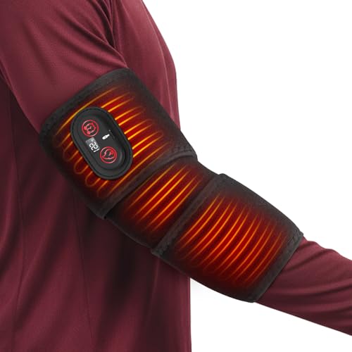 Cordless Arm Heating Pad Wrap 4000mAh Elbow Heating Pad Wrap Fast Heating Rechargeable Heated Elbow Arm Sleeve with 3 Heat & Timing Settings Great for Office Home Outdoor