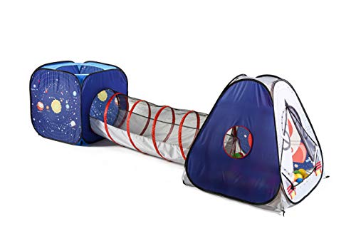 image for UTEX 3pc Space Astronaut Pop Up Play Tents with Tunnels for Kids, Boys