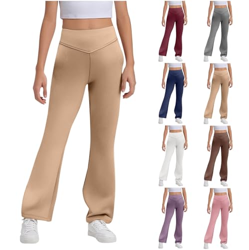 Girls Flare Leggings Bell Bottoms School Uniform Pants for Kids High Waisted Flared Leggings for Teen Girls