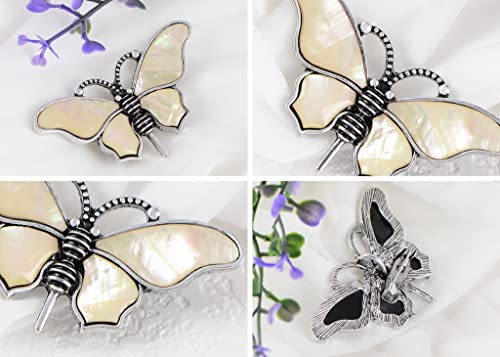 Image of Alilang Abalone Shell Butterfly Insect Brooch Lapel Pins Pendant Scarf Shawl Accessories Wedding Party