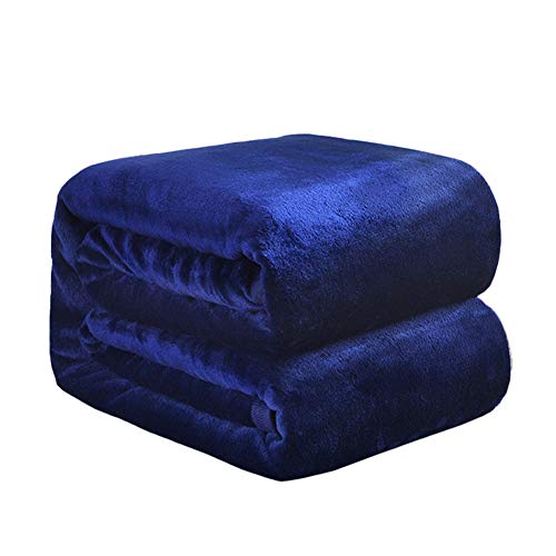 Couverture en flanelle pour lit Queen Size Rouge Couverture en laine super douce et moelleuse Chaude en microfibre (100 x 100 cm, 0,37 kg, bleu marine) Cover