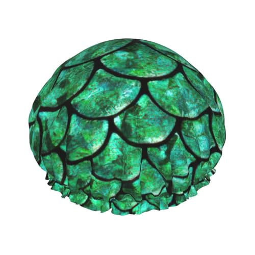 Green Fish Scales Print �y�ʃV�����[�L���b�v �j�����p �ė��p�\�ȖX�q �\�t�g�n�b�g�ƃo�X�w�A�L���b�v