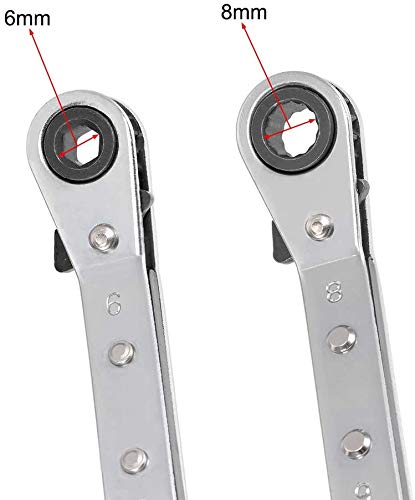 Utoolmart Reversible Ratcheting Wrench, Double Box End Ratcheting Wrench, Offset Double Box End Ratcheting Wrench, 6Mm X 8Mm Ratcheting Wrench, Chrome Vanadium Steel, 1 Pcs #TOP2