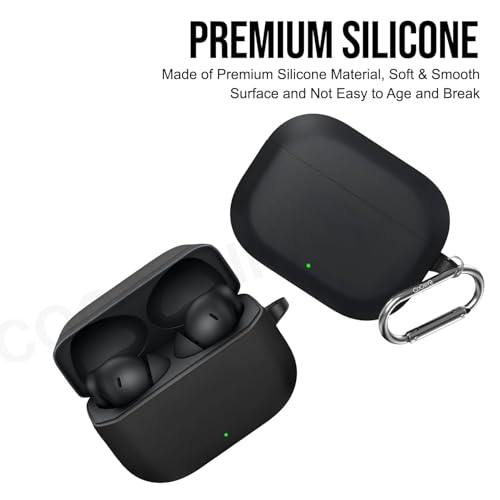 Image of Silicone Case Cover Compatible for OnePlus Nord Buds 3r with Cleaner Kit,Lanyard & 4 Pcs Cable Protectors (Black)