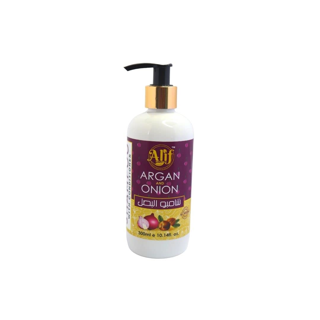 Moroccan Argan & Onion Shampoo | Anti Dandruff & Damage Repair Formula Fully Organic Enriched with Argan Oil, Pro-Vitamin B5 & Keratin for All Hair Types-Color | 300ml