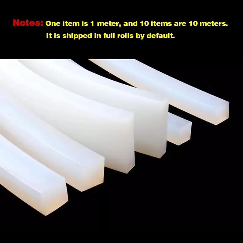 Sello de tira rectangular/cuadrado de goma de silicona sólida blanca, longitud de 1m/5m, grosor de 0,5-14mm(14x14mm (1M))