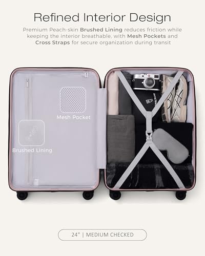 Image of Coolife Luggage, Lightweight PC Hardside Suitcase, Checked-Medium 24-Inch | Dual Spinner Wheels, TSA-Approved Lock, Upgraded PC Hardshell, Durable Travel Suitcase, Medium Checked Luggage