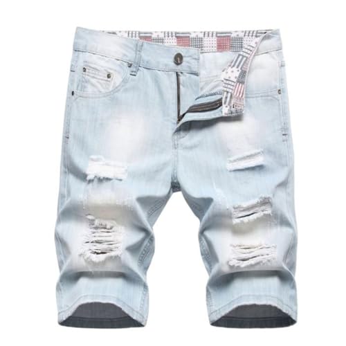 Short en jean délavé homme coupe droite pour les vacances et sorties en ville