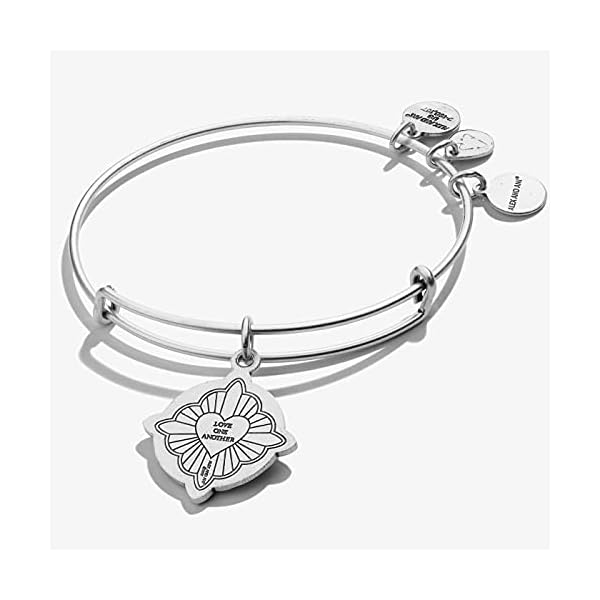 Alex and Ani Divine Guides Expandable Bangle Bracelet for Women, Jesus Engraved Charm, Rafaelian Silver Finish, 2 to 3.5 in
