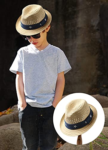 Infants Toddlers Straw Fedora Summer Sun Hat Upf Kids Baby Boys& Girls Beach Outdoor Children Panama Trilby Beige Medium #TOP2