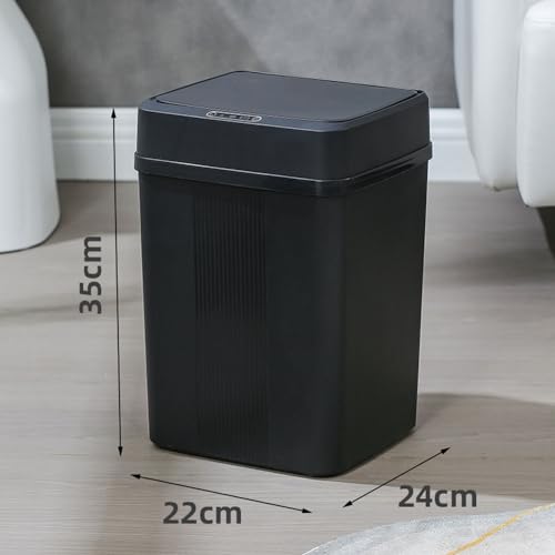 Image of 18L /4.7Gallon Automatic Touchless Garbage Can Bathroom Trash Cans with Lid Automatic Motion Sensor Small Trash Cans, Slim Waterproof Trash Bin for Bedroom, Bathroom, Kitchen,Living Room (Black)