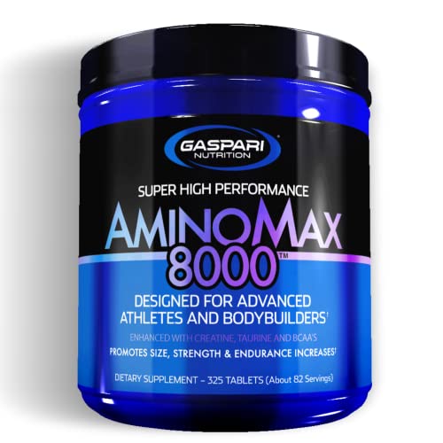 Gaspari Nutrition AminoMax 8000: Advanced Amino Acids for Muscle Recovery, Growth and Endurance - Creatine, Leucine, Taurine, and BCAAs, 325 Tablets