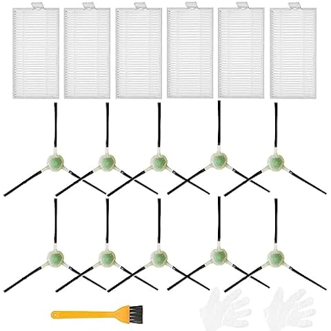 JJ Neumann Replacement Parts Accessories Compatible with Lefant M210 Pro Robot Vacuum Cleaner Replacement, 10 Side Brushes and 6 Filters Cover