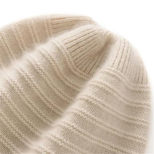 Kaszmirowa dzianinowa czapka beanie ciepła czapka unisex - gruby prążkowany styl zimowy