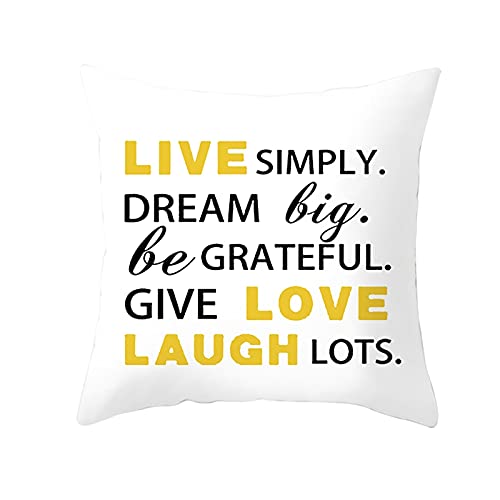 Image of Lieson Throw Pillow Cover for Kids, 1Pcs Outdoor Throw Pillow Covers 16x16 Inch Sofa Cushion Covers Black Yellow White 40x40cm English Sentence, Polyester