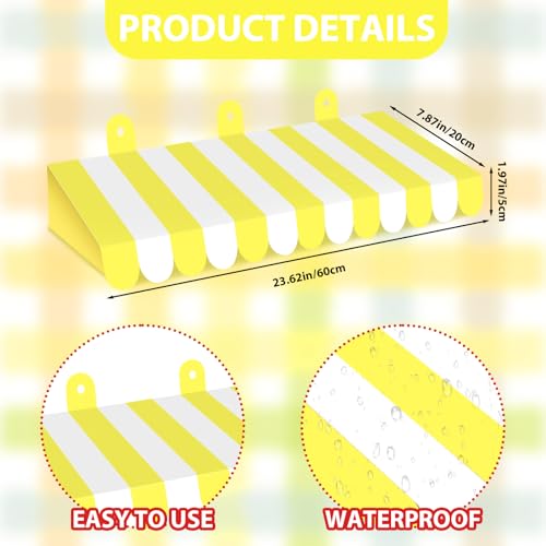 Image of 2 Piece Circus Awning Decoration 3D Carnival Tent Awning Wall Decorations for Circus Theme Party, Carnival Stand, Party Favors Supplies (Yellow and White)