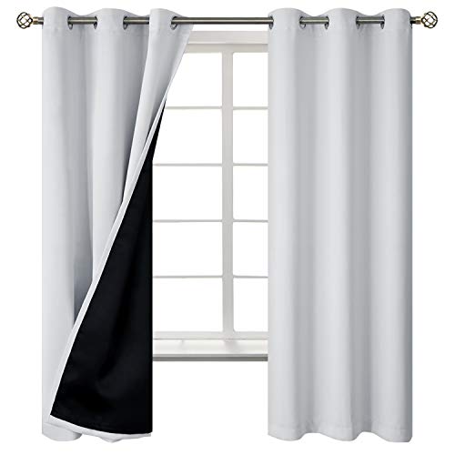 Bgment Thermal Insulated 100% Blackout Curtains For Bedroom With Black Liner, Double Layer Full Room Darkening Noise Reducing Grommet Curtain (42 X 63 Inch, Greyish White, 2 Panels) #TOP7