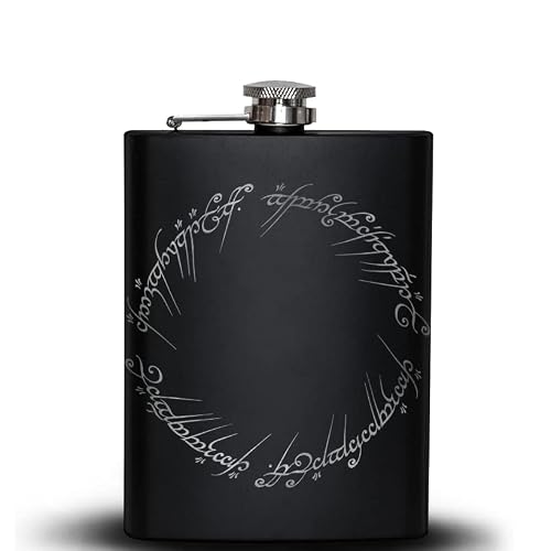 One Ring Of Power Engraved 8Oz Black Hip Flask | Inspired By Lord Of The Rings | Great Gift Idea For Fans Of Middle Earth And Tolkien! #TOP23