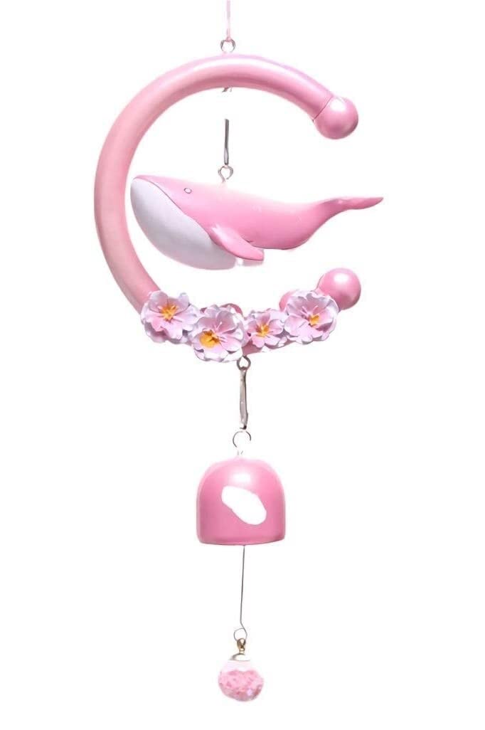 Carillón Viento Campanillas De Viento Creativas para Niñas, Colgante Pequeño Y Fresco para Dormitorio, Decoración Adornos para Balcón Curativos Ballenas Decorativo(Pink)