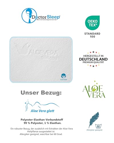 Doctorsleep's günstige Komfort Schaum Matratze Kern 10,5 cm mit Bezug - Milano/AloeVera glatt sehr preiswert, BZW. billig. Härte 2-3 Mittelfest, Größe 90 x 180 cm
