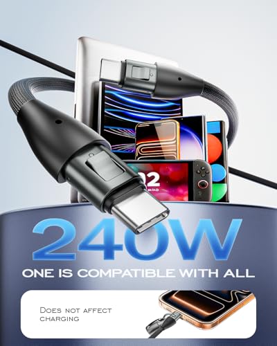 Image of Phone Lanyard Charging Cable, Type-C to USB-C 120cm 240W Fast Quick Charge Crossbody USB-C Strap 480Mbps Data Sync Anti Theft Purple Shoulder USB2.0 OTG Cord