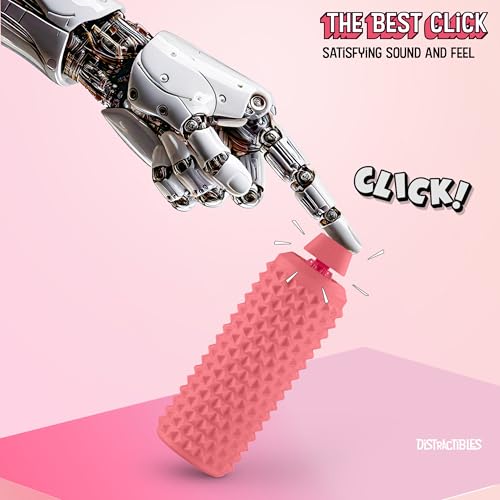 Image of Sensory Roller Fidget with Clicker, Tactile Spikes for Anxiety, Stress Relief, Pain Stim, Autism & Over Stimulation with Lanyard (Pink)