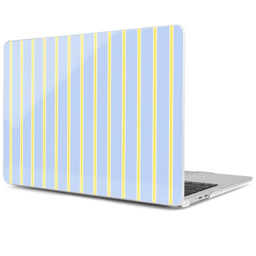Image of MEEgoodo Case for M5 /M4 /M3 /M2 MacBook Air 13 inch 2026 2025 2024 2022, Fit Model A3449 /A3240 /A3113 /A2681, Case Compatible with MacBook Air 13.6-inch, Yellow&White Stripes