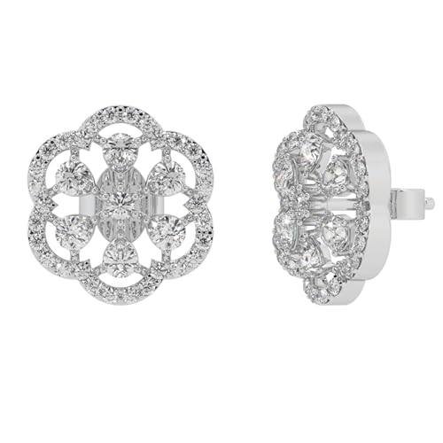 Image of 925 Sterling Silver Stud Earrings for Women | Cubic Zirconia Solitaire Ear Studs | Lightweight Hypoallergenic Anti-Tarnish Daily Wear Jewellery | Gift for Girls, Wife, Girlfriend, Mother, Sister | Birthday, Anniversary, Rakhi