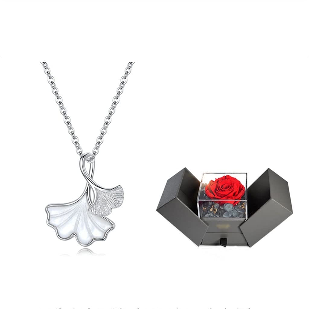 Collar de mujer con colgante de clavícula de ley con piedra de topa, rosa exquisita para (juego de caja de regalo)