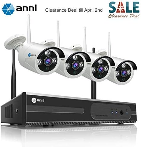 4CH 1080P Full HD Wireless NVR Kit with 4 1080P Wireless Indoor Outdoor Security Cameras, P2P, 65ft Night Vision, NO HDD Surveillance System