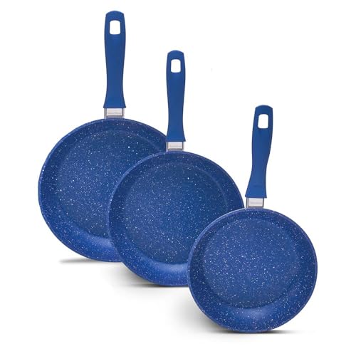 Catálogo de Bateria Flavor Stone - los preferidos. 41 FLAVOSTONE 3 Pan Set juego de sartenes antiadherentes 20, 24 y 28 cm (azul)