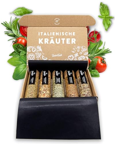 TIMBER TASTE® 5 Italienische Gewürze Geschenkset - Italienische Kräuter Gewürze Set als...