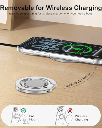 Image of Magnetic Phone Grip Holder for Samsung Galaxy S26 S25 Ultra S24 S23 Z Flip7 Fold7, Two-Sided Magsafe Finger Ring with Kickstand for Apple iPhone 17e 17 Pro Max Air 16e 16 15 Plus Fit Magsafe Car Mount