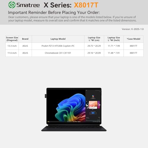 Image of Smatree Hard EVA Protective Sleeve Case Compatible for 13.3 inch ASUS ProArt PZ13 (HT5306) Copilot +PC, for 11.6 inch ASUS Chromebook CX1 (CX1101), Laptop Notebook Bag, White (X8017TW)