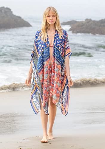 Image of Spicy Sandia Kimonos for Women Floral Beach Cover Up Loose Swimsuit Bathing Suit Coverup Cardigan for Summer Swimwear