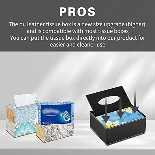 Multifunction PU Leather Tissue Box Cover Rectangular Upgrade Large Size Stationery Napkin Remote Control Holder Storage Box,Facial Tissue Dispenser Desk Organizer Caddy Home Office Supplies (Black) by RHCSZ - Image 3