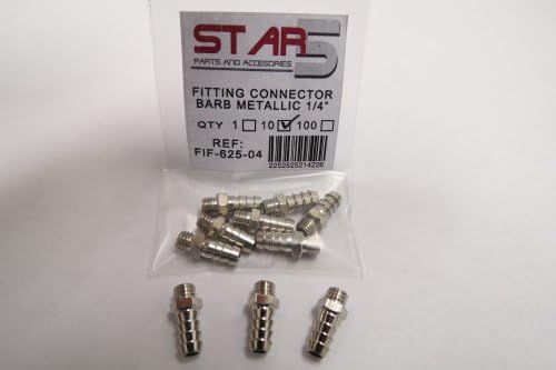 Dental Fitting Connector Barb Metallic 1/8" (Tubing 1/4") Kit 10/Uds STAR5 USA