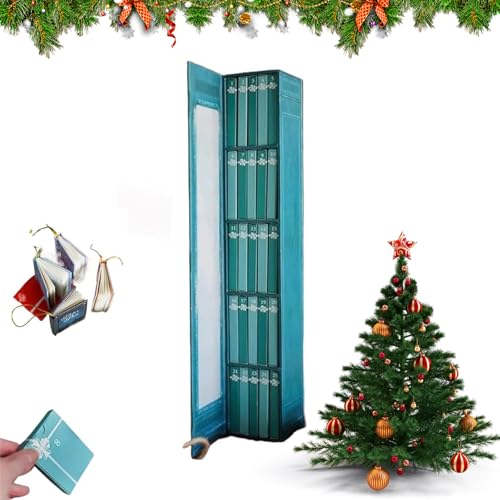 Mini Bokprydnad Adventskalender 2025, Julräknare med 24 böcker för bokälskare, Minatyr bibliotek bokhylla juldekoration bokadventskalender för hem/kontor